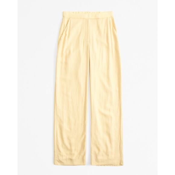 Abercrombie & Fitch SZ 31 US 12 Linen-Blend Tailored Straight Pant Butter Yellow - Picture 2 of 14